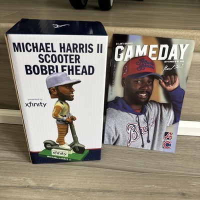 Michael Harris II Scooter Bobblehead Atlanta Braves SGA 9/8/25 + Gameday Program