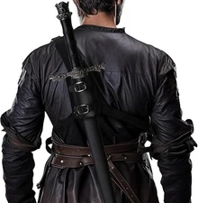 "HOMELEX Medieval Leather Back Sword Shoulder Frog - Adjustable Sheath Holster..