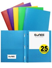 2 Pocket Folders with Prongs 25 Pack, Assorted Colors , Paper Folders with 2...