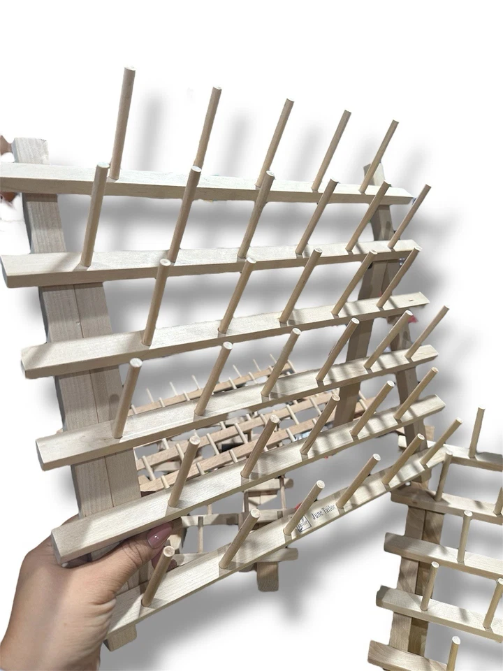 Lote de 4 soportes de hilo de carrete de madera Taylor de junio joyero de pie Foto 4 de 4