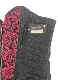 NWT Spirit Woman's Black & Burgundy Lg Gothic Lace Corset Bustier Lace Up & Zip