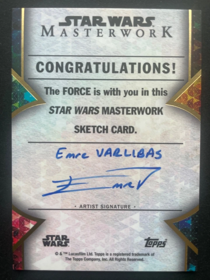 Topps Star Wars Rey 1 of 1 Sketch Card by Emre Varlibas - Image 2 of 2