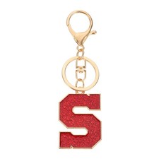 Initial Letter Keychain, A-Z Alphabet Keyring Letter S Metal Key Chain, Red