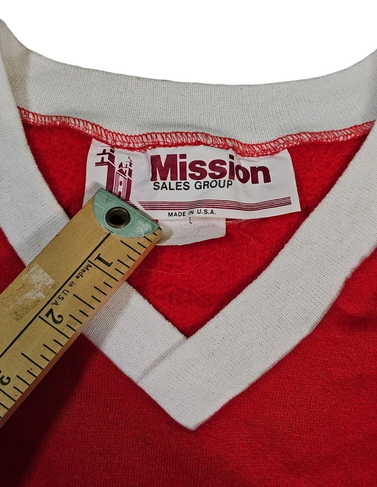 Suéter Vintage AM PM V Decote Pull Over Tamanho Grande Missão Vendas Feito Nos EUA RARO - Imagem 4 de 4