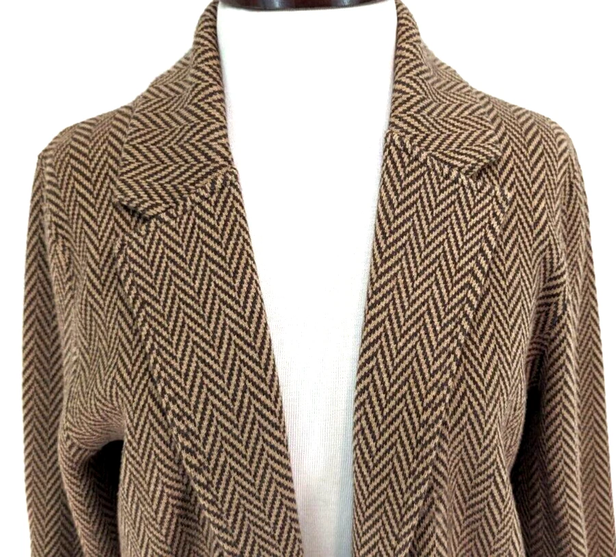 J.CREW Size S SOPHIE Open-Front Cardigan Sweater AQ412 Blazer Brown Herringbone* - Image 3 of 4