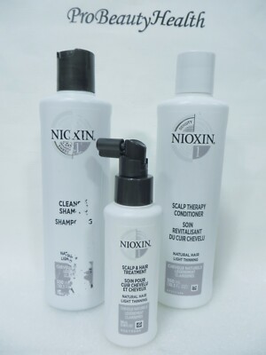 NIOXIN # 1 CLEANSER Shampoo & SCALP THERAPY Conditioner 10.1 oz & TREATMENT 3.38