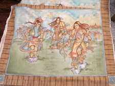NATIVE AMERICAN INDIANS FABRIC PANEL, CRANSTON, WALL HANGING, CRAFTS, WESTERN