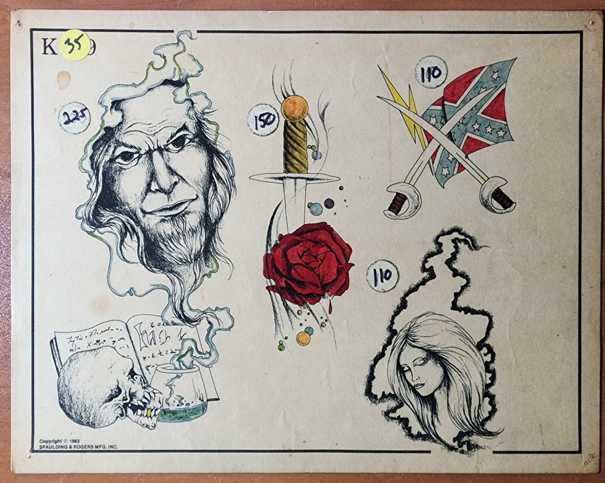 ORIGINAL Vintage 1983 Spaulding Rogers Shop Used Tattoo Flash