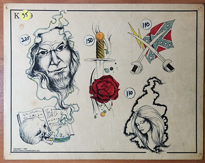 ORIGINAL Vintage 1983 Spaulding Rogers Shop Used Tattoo Flash
