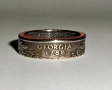 "Sealed" GEORGIA US STATE QUARTER handcrafted coin ring or pendant size 4-14