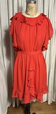 PRABAL GURUNG target Womens Red Chiffon Ruffle Dress Sz 8 Pre-owned