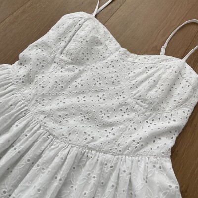 american eagle white corset dress AE Strapless Corset Midi Dress Women's Chalk M