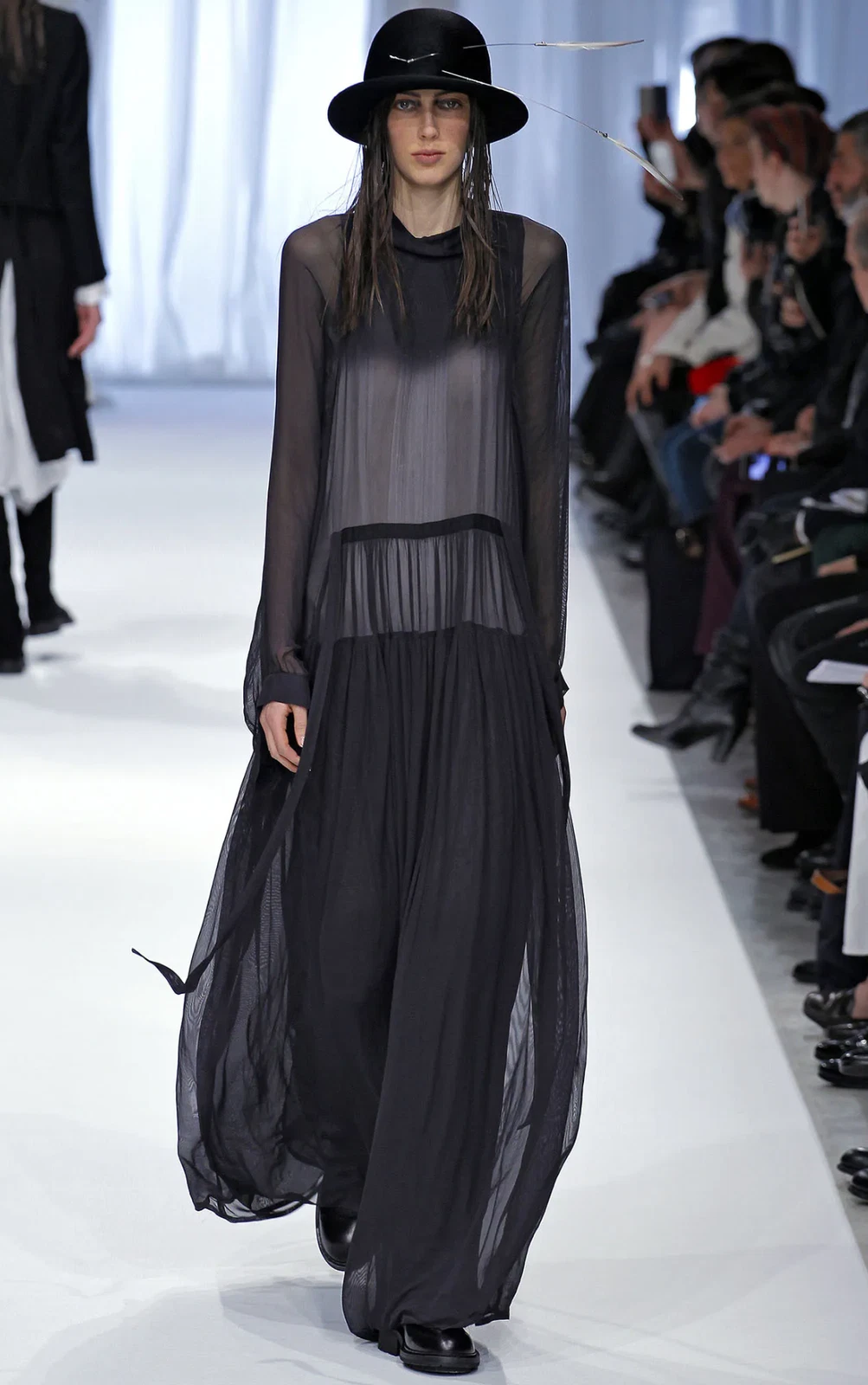 ANN DEMEULEMEESTER F W 2013 sz 38 Oversized Sheer Black Mesh Turtleneck Gown NEW