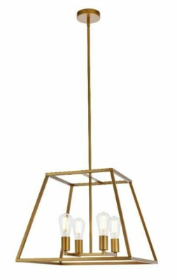 Chandelier Light Fixture for Kitchen Living or Dining Room Farmhouse Brass Color