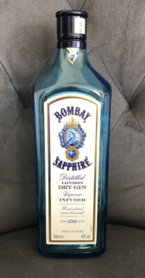 Empty 1L Bombay Sapphire Gin Bottle
