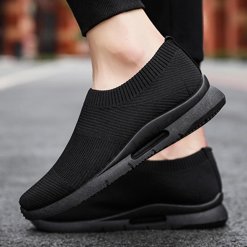 Men's Slip on Trainers Comfy Breathable Mesh Shoes Sports Casual Tennis  Sneakers