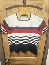 Alfred Dunner Women  s Square Neck Pullover Short Sleeve Red White Blue Size XL