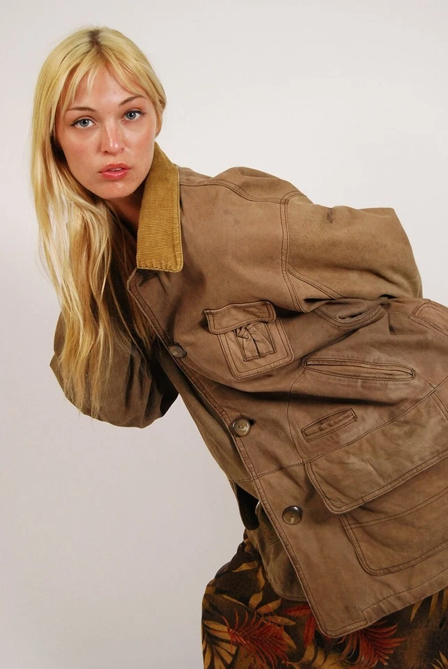 Chaqueta de Cuero Chevignon Años 80 (L) Marrón Vuelo Aviador Hombres Caza Botón Foto 4 de 4