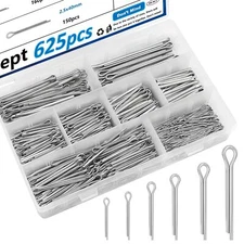 625Pcs Cotter pins Assortment kit Zinc Plated Cotter pins Steel Split Pin Fas...