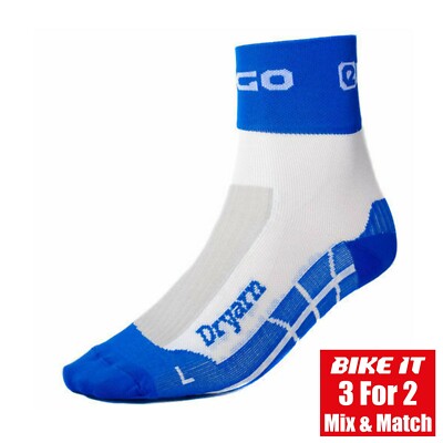 EIGO DRYARN RADSOCKEN WEISS / BLAU FAHRRAD BIKE ROAD TOURING PENDELN 1 PAAR