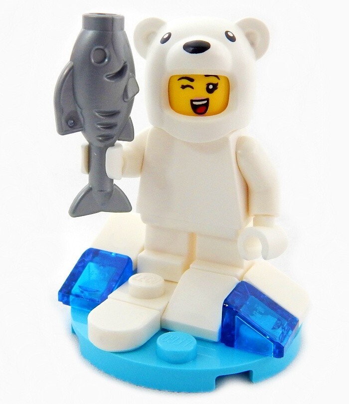 NEW LEGO POLAR BEAR GIRL MINIFIG costume fish animal kid iceberg