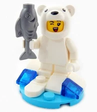 NEW LEGO POLAR BEAR GIRL MINIFIG costume fish animal kid iceberg