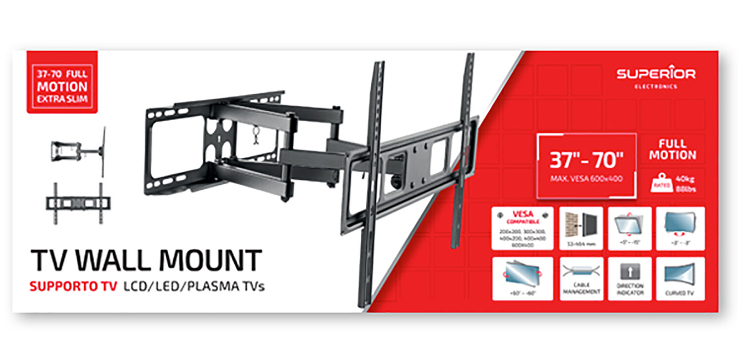 Support mural TV inclinable orientable pour téléviseur LCD LED 37 50 55 65 70 pouces