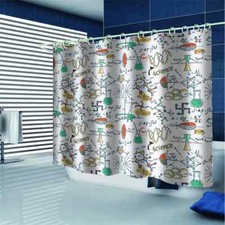 Molecules And Formulas 3D Shower Curtain Waterproof Fabric Bathroom Decoration