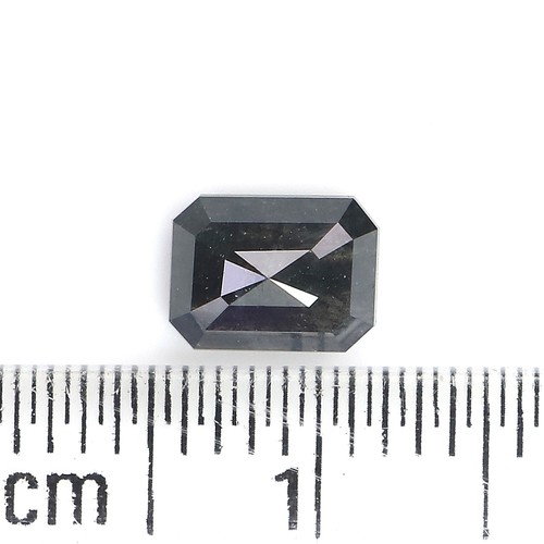 0.84 CT Natural Loose Emerald Cut Diamond 6.20 MM Salt And Pepper Diamond QN257 - Picture 7 of 8
