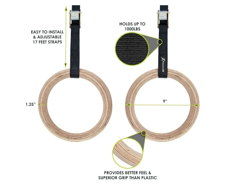 Anillos de gimnasia de madera Prosource Fit Foto 2 de 3