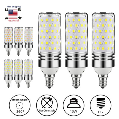 3X 16W E12 LED Corn Bulb Light 6500K Candelabra Ceiling Fan Lamp Daylight White·
