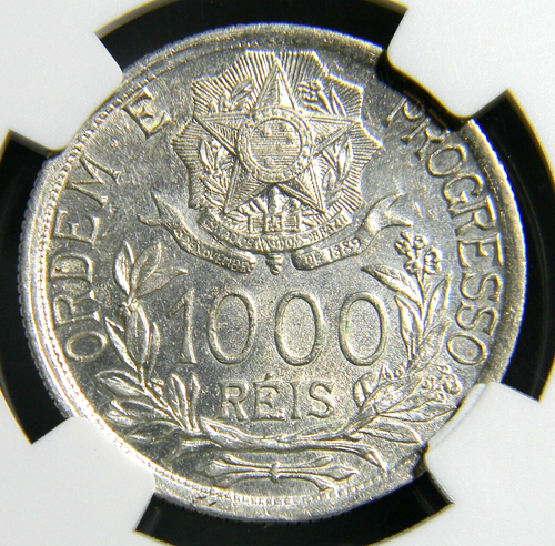 Brazil 1000 Reis 1913 NGC MS63, KM510 Interrupted Legend (01-8) - Picture 2 of 5