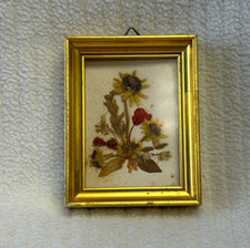 Vintage Reichlin Szwajcaria Mini prostokąt Ramka Suszone kwiaty Układ