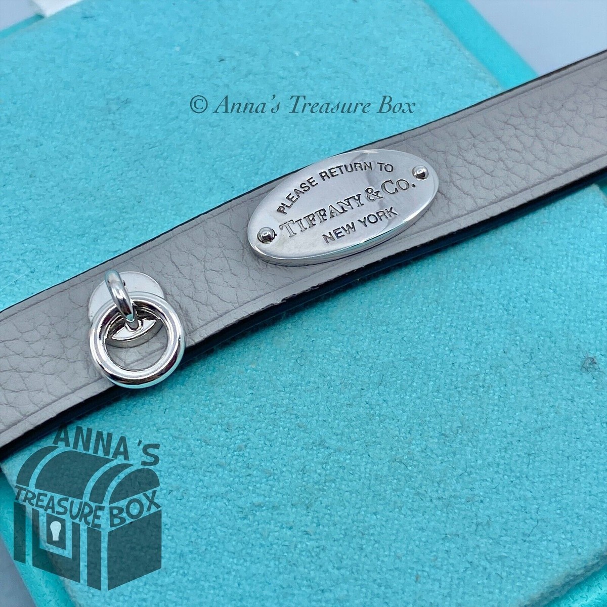 Tiffany & Co. Gray Leather Double Wrap Bracelet Large - X