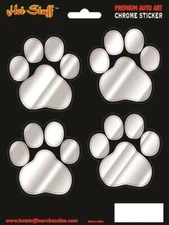 Paw Prints Car Sticker - Cute Animal - Chrome-  Auto Decal