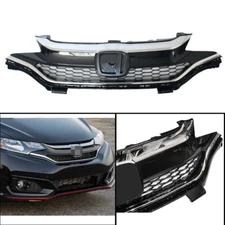 For 2018-2020 Honda Fit Hatchback Black&Chrome Honeycomb Bumper Upper grille