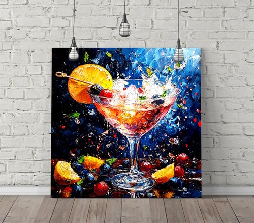 Cocktail Splash Frame FRUITY COCKTAIL SPLASH OIL PAINTING CANVAS ART FLOAT EFFECT/FRAME ...