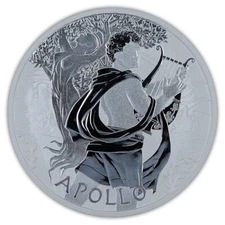 2023 Tuvalu Gods of Olympus Apollo BU 1 oz Silver Coin in capsule