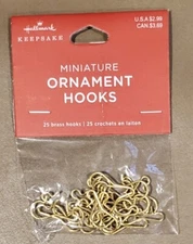 Hallmark Keepsake Official Mini Ornament Hooks- 25 Count -  New in Package