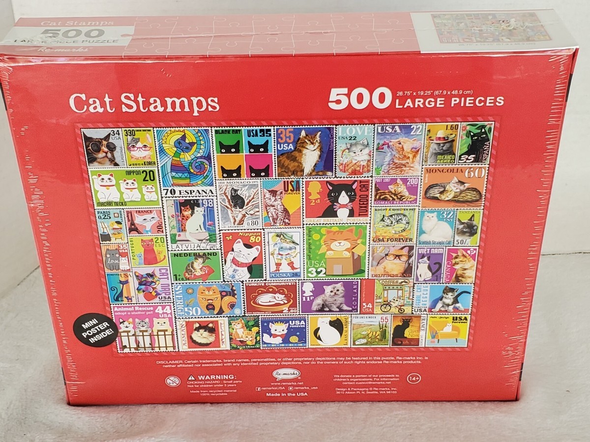 Cat Stamps Puzzle 500 Piece Puzzle 26.75