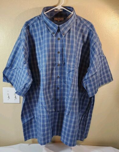 Foxfire Shirt Mens 3XB Short Sleeve Button Down Collar Plaid Blue - Picture 2 of 6