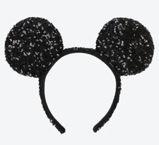Japan Tokyo Disney Resort Ears Headband Sequin black Mickey
