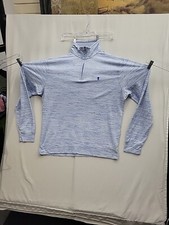 Izod Saltwater Sweater Men's Size Medium Blue 1/4 Zip Pullover Long Sleeve