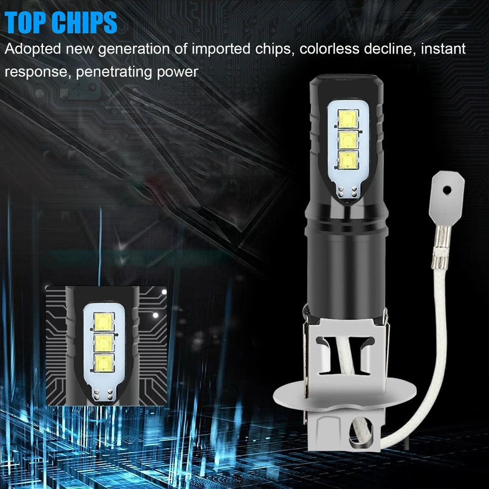 2x H3 LED Fog Driving Light Bulbs Conversion Kit Super Bright 6000K Xenon White - Image 4 of 4