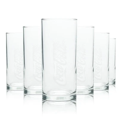 6x Coca Cola Softdrinks Glas 0,2l Wave Neu OVP Gläser Saft Coke Cocktail Bar
