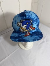 Sonic The Hedgehog Youth Snapback Hat Blue Tie Dye Flat Brim Cap Sega