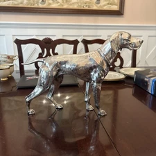 ANTIQUE JB~ JENNINGS BROS. POINTER DOG SILVER PLATE #2568 14.5" DOORSTOP FIGURE
