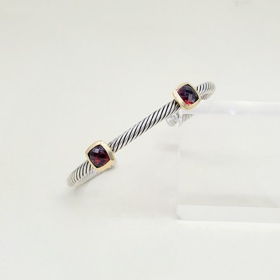 David Yurman Noblesse Double Station Armband mit Granat & 18K Gelbgold - Med