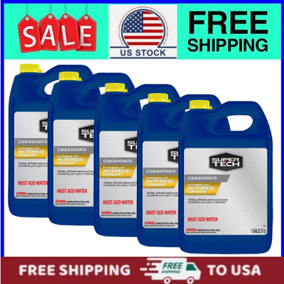 (5 pack) Super Tech Extended Life Antifreeze/Coolant Concentrate, 1 Gallon