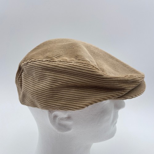 Vintage Newsboy Hat Cap Fitted XL Tan Corduroy Snap Front Cabbie Golf - Picture 4 of 8